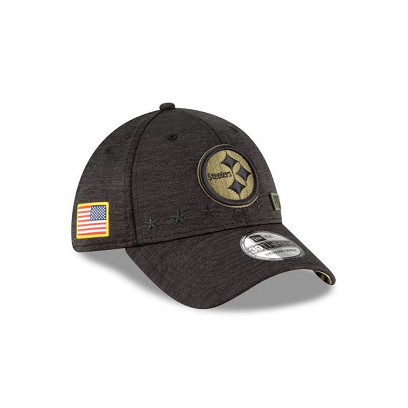 NFL Pittsburgh Steelers Salute To Service 39Thirty Stretch Fit (OPR9084) - Black New Era Caps